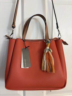 Parfois Coral Structured Shoulder Bag with Multicolor Tassel